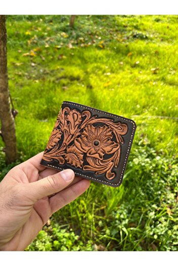 Pey Aksesuar Western Pattern Leather Wallet Custom Handmade