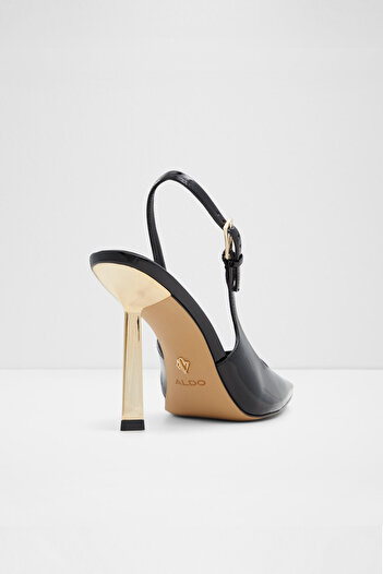 Aldo Marysa - Women's Black Stiletto Heeled Buckle Open Back Shoes