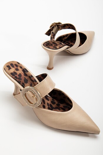 thebestnzm Yote Beige Skin Heeled Slippers