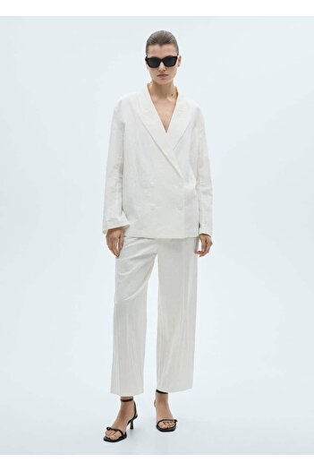 MANGO Woman Linen Blended Pants