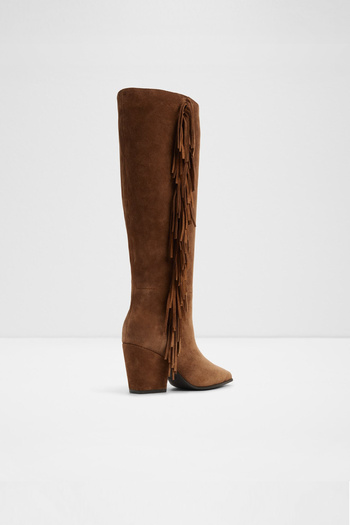 Aldo Kaelya - Women's Brown Genuine Suede Block Heeled Zippered Boots