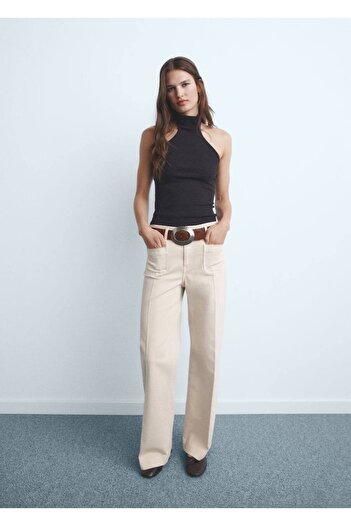 MANGO Woman Wideleg Pocket Jeans