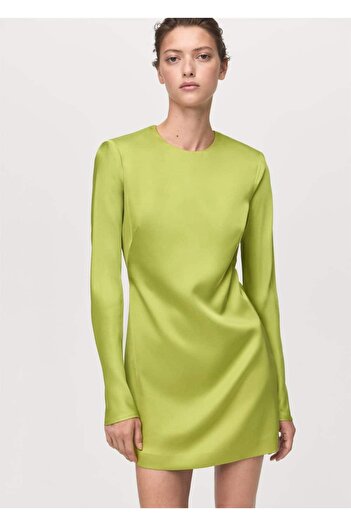 MANGO Woman Sırtı açık saten elbise