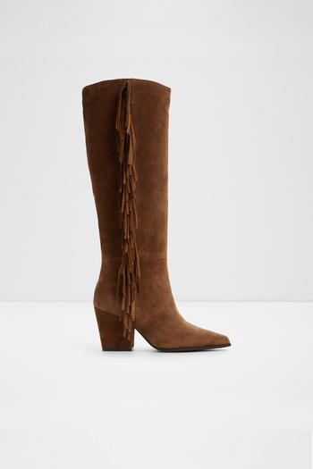 Aldo Kaelya - Women's Brown Genuine Suede Block Heeled Zippered Boots