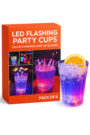 TSUMAB LED Flashing Party Cups – Color Changing Light Up Glasses (Pack of 6)
