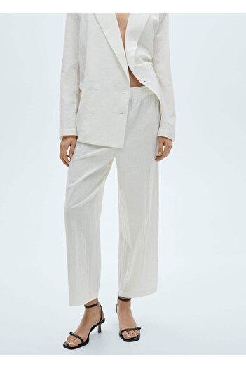 MANGO Woman Linen Blended Pants