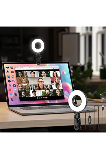 Generic Ring Light [3 Color, 5 Brightness & Timer] 3.5'' Small Video Conference Lighting Clip On Monitor Lap