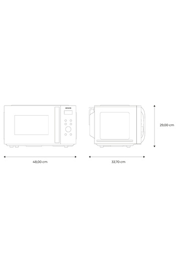 Aiwa Mikrovlnná trouba MW-230DG/BK, 23 l, gril 800 W/1000 W, 8 programů + rozmrazování, dětský zámek, černá