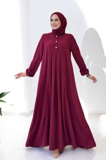 Bym Fashion Φόρεμα με λεπτομέρεια με κουμπιά 6028 Βουργουνδίας