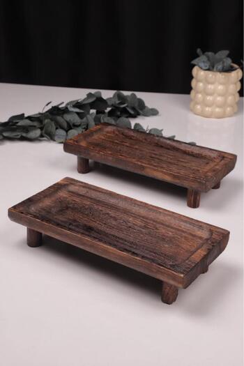 Bambum 2 Piece Pavlonya Noble Wooden Presentation and Serving Set – Rectangular Serving Plates