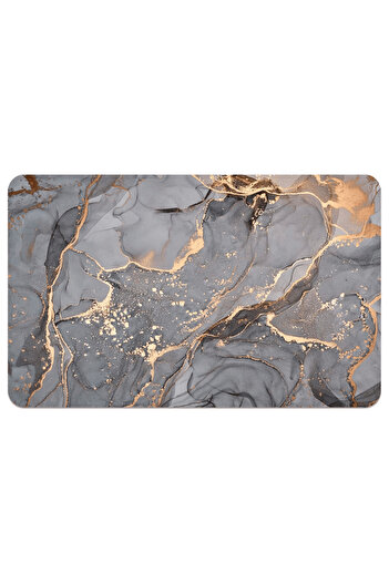 Elindor Universal Bath Mat, Silicone & Diatom Foam, Absorbent, Non-Slip, 40×60 cm, Gray with Gold