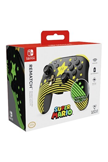 Turtle Beach Controler Wireless Rematch Super Mario Star, 40 hours autonomy, luminescent, Nintendo Switch