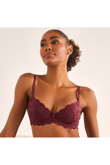 FAV Floral Lace Textured Demi Bra