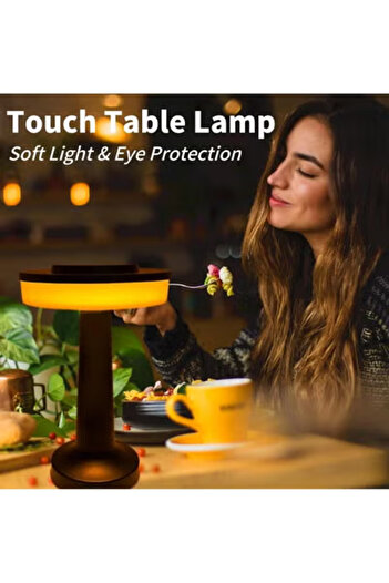 Taimi Pack of 2 Portable LED Table Lamp with Touch Sensor, 3Levels Brightness,Rechargeable Battery,Black