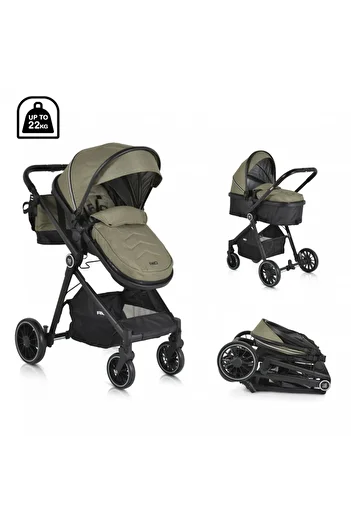 Moni Rio Green 2in1 convertible stroller up to 22 kg, Aluminum frame, Adjustable backrest, Reclining seat