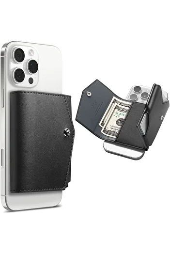 Spigen Valentinus Pro (MagFit) Magnetic Wallet Card Holder Trifold Vegan Leather Wallet – Black