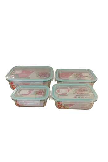 luxurianthome 4 Piece Rectangular Pyrex Storage Container