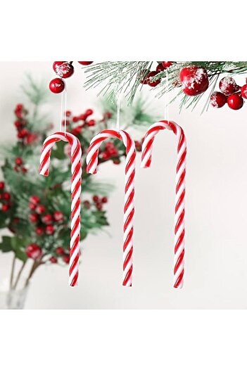 Yenigeldi 6 Pieces Red and White Candy Bar Christmas Tree Ornament – Plastic Durable Decorative New Year Set