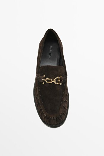 Massimo Dutti Metal aplikeli süet makosen