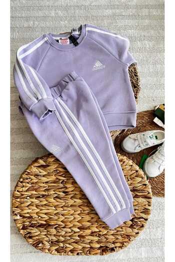 Karan Kids Girl's Striped Lilac Bottom Top Set