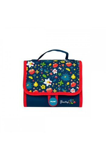 Milan Equipped Drawing Bag Flowers, Color Blue/Red, Material Polyester, 38 pcs