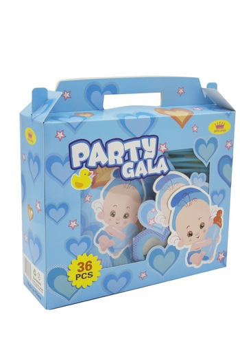 SDX Market Set de 36 de accesorii pentru petrecere pentru copii, 6 piese, temă Baby Boy