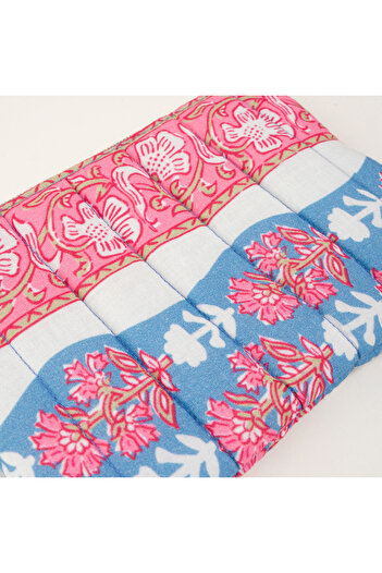 Zsa Zsa Zsu Delhi Hand Print Cotton Makeup Bag 12X18 cm Blue