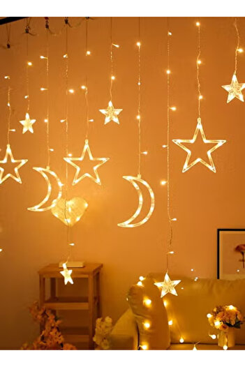 Taimi Star Moon LED Curtain 3m,Colorful Fairy Lights with 8 Modes,Perfect for Xmas Tree,Parties,Gardens