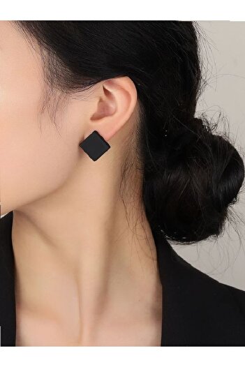 TREND Black Square Model Japanese Style Polymer Earrings