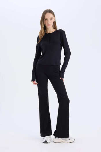 DeFacto Coool Fitted Ribana Black Women's Long Sleeve T-Shirt E7680Ax/Bk81
