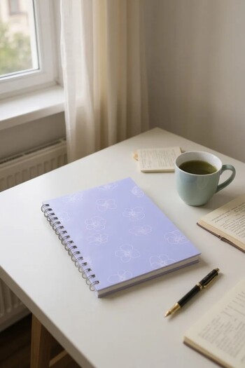 Chi-Chi Papers A5 Checkered Spiral Notebook |   Handmade, 96 Sheets, Ivory Paper