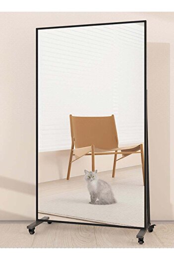 Taimi Extra Large Mirror With Elegant Design,Shatterproof,100X170 Cm With Black Frame And 4 Wheels