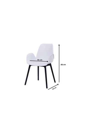 Ebticar Single Plastic Chair with Armrests – white