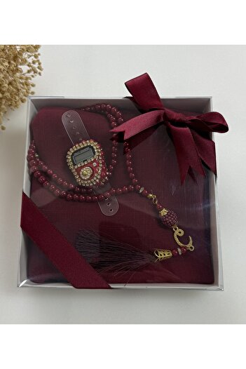 lifestyling Dowry Religious Set Headscarf Pearl Tasbih Remembrance Gift Mevlid Hajj Umrah