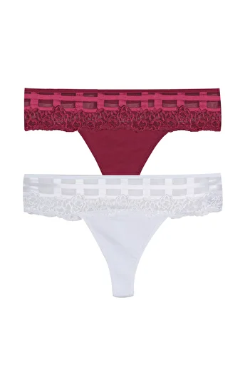 koza iç giyim Women's Cotton Lace Detailed Thong