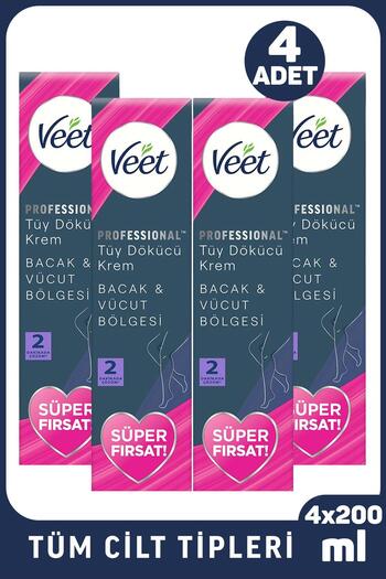 Veet Professional Depilatory Cream for All Skin Types 200 ml 4 Pieces