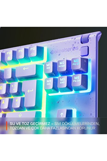 SteelSeries Apex 3 TKL RGB Suya ve Toza Dayanıklı Türkçe Gaming Klavye – Lila