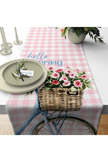 Evmila Summer and Spring Themed Floral Patterned Velvet Runner