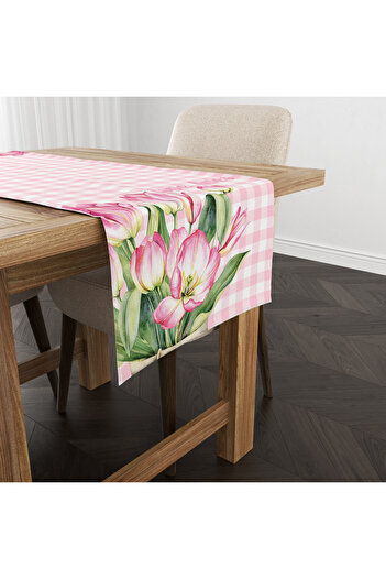 Evmila Summer and Spring Themed Floral Patterned Velvet Runner