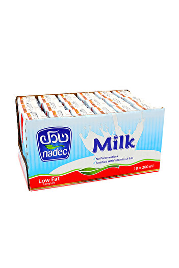 Nadec Long Life Low Fat Milk, 200ml × 18