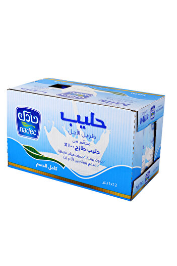 Nadec Long Life Full Fat Milk, 1 Liter × 12