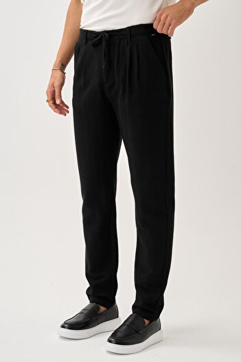 ALEXANDERGARDI Regular Fit Elastic Waist Linen Trousers