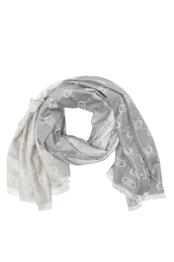 Liu Jo Women's All over Monogram Logo Tassels on the Edges Gray Shawl & Scarf & Foulard 2f5043t0300-00532