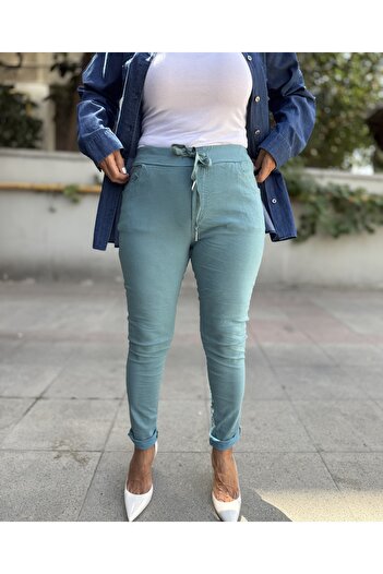DenizEge Italian Trousers Lace-Up Light Blue