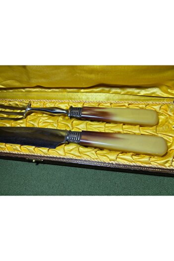 tayfuntufan antika koleksiyon 1960S French Catalin Handle Serving Set in Original Box