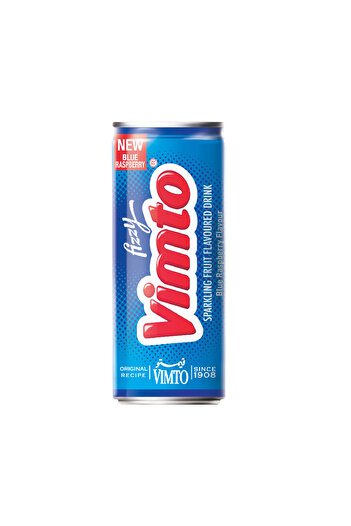 VIMTO Fizzy Blue Raspberry Fruit Flavoured Sparkling Drink 250ml Can -Pack of 1