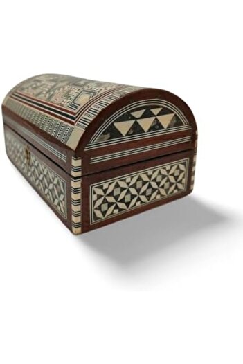 ARABESQUE TRADING LLC Decorative Wooden Jewellery Box, Damascus Mosaic Design, Mother of Pearl Inlay, 20x12.5x10 cm