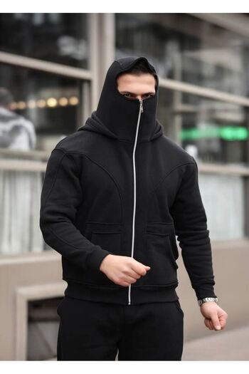 legends butik Unisex Snow Mask Oversize Full Zipper Cardigan Sweatshirt