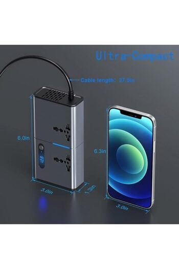 Generic Car Power Inverter 200W, DC 12V to 220V AC Car Inverter, 3 USB 1 Type-C Ports Charger Adapter Car Pl