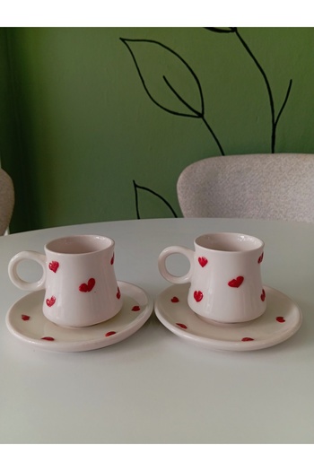ZÜMRAHOME Set of 2 Coffee Cups with Heart